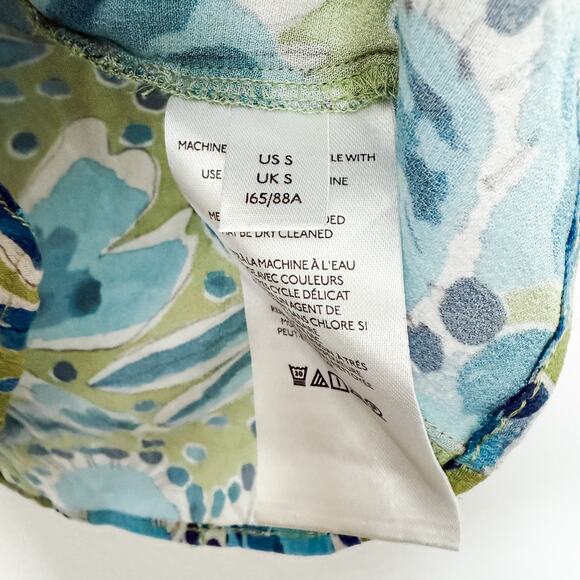 Anthropologie Floral Print Button Down Blouse Green Blue Size S Boho Resort - Picture 5 of 7